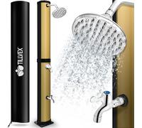 tillvex Ducha de Jardín 20 - 35 litros - Cubierta protectora incluida | Ducha Solar con Agua Caliente | Sin Conexión Eléctrica | Cabezal de Ducha de Lluvia y Grifo | Conexión de Manguera de Jardín