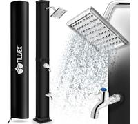tillvex Ducha de Jardín 40 litros | Cubierta protectora incluida | Ducha Solar con Agua Caliente | Sin Conexión Eléctrica | Cabezal de Ducha de Lluvia y Grifo | Conexión de Manguera de Jardín