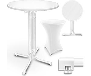 tillvex Mesa de bar gastronómica plegable blanca de Ø60 cm | Mesa de bistró montada | Mesa plegable redonda - Mesa de fiesta resistente a la intemperie | Mesa de jardín para interior y exterior