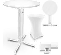 tillvex Mesa de bar gastronómica plegable blanca de Ø70 cm | Mesa de bistró montada | Mesa plegable redonda - Mesa de fiesta resistente a la intemperie | Mesa de jardín para interior y exterior