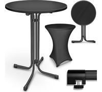 tillvex Mesa de bar gastronómica plegable negra de Ø60 cm | Mesa de bistró montada | Mesa plegable redonda - Mesa de fiesta resistente a la intemperie | Mesa de jardín para interior y exterior