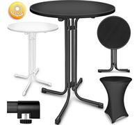 tillvex Mesa de bar gastronómica plegable negra de Ø80 cm | Mesa de bistró montada | Mesa plegable redonda - Mesa de fiesta resistente a la intemperie | Mesa de jardín para interior y exterior