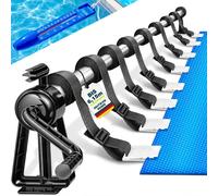 tillvex Pool Aufroller Premium 1,05-6,15 m inkl. Thermometer & Bänder | Aufrollsystem für Solarplane | Mobile Aufrollvorrichtung für Poolplane & Abdeckung | witterungsbeständiges Material