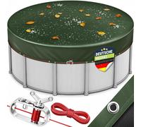 tillvex® Premium Poolabdeckung rund 366 - 400 cm (Ø 460 cm) mit Montageset | Solar Pool Abdeckplane mit 200g/m² | Poolplane Rundpool für Sommer & Winter | Abdeckung UV-beständig Schwimmbecken Schwimmb