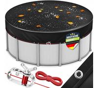 tillvex® Premium Poolabdeckung rund 420 - 460 cm (Ø 520 cm) mit Montageset | Solar Pool Abdeckplane mit 200g/m² | Poolplane Rundpool für Sommer & Winter | Abdeckung UV-beständig Schwimmbecken Schwimmb