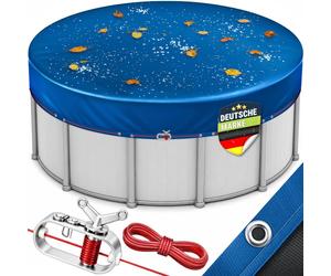 tillvex® Premium Poolabdeckung rund 420 - 460 cm (Ø 520 cm) mit Montageset | Solar Pool Abdeckplane mit 200g/m² | Poolplane Rundpool für Sommer & Winter | Abdeckung UV-beständig Schwimmbecken Schwimmb