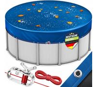 tillvex® Premium Poolabdeckung rund 460 - 500 cm (Ø 560 cm) mit Montageset | Solar Pool Abdeckplane mit 200g/m² | Poolplane Rundpool für Sommer & Winter | Abdeckung UV-beständig Schwimmbecken Schwimmb
