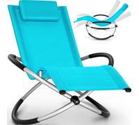 tillvex Tumbona Plegable para Playa Azul, Jardín | Silla Mecedora para Terraza - Reclinable y Regulable | Soporta hasta 180 kg