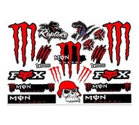 TILONKJ Lote de Pegatinas Moto Cross - Autocollants Stickers Racing para Casco Moto, BTT Todo Terreno, Coche, Skateboard - Calcomanías Vinilo Impermeables - Diseño Rojo y Negro Energizante