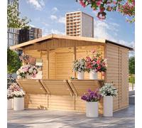 TIMBELA M150A: Quiosco de venta multifuncional para jardín, dimensiones 232x336x263 cm, superficie de 6 m², fabricado en madera
