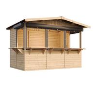 Casa de jardín de madera, puesto de mercado de madera - 263 x 336 cm / 6 m² TIMBELA M150BZ