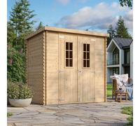 TIMBELA M311C+M311G: Casa de madera para jardín + suelo. Dimensiones: 204 cm de ancho x 142 cm de largo x 200 cm de alto / 2,22 m2. (Tratada para exteriores)