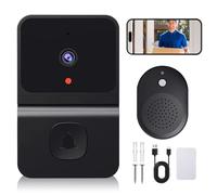 Timbre de puerta de video con cámara sin cable, timbre de puerta de video Wi-Fi con cámara, 2.4GWifi video timbre de puerta vista nocturna/audio de 2 vías/admite SD y memoria en la nube con campana