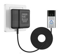 Timbre de puerta transformadores 24 V/500 mA, cable de transformador de fuente de alimentación CA, accesorio inteligente compatible con timbre de puerta de vídeo (Negro - 8M)