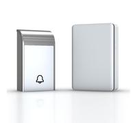 Timbre inalámbrico CC blanco y plateado, timbre autoalimentado de puerta, timbre exterior inalámbrico impermeable, timbre de 36 melodías, 3 niveles volumen