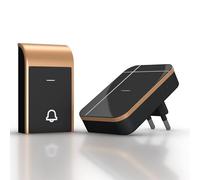 Timbre inalámbrico con diseño Elegante, Color Negro y Dorado, fácil instalación y Sonido Ajustable, Ideal para hogares y oficinas.
