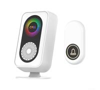 Timbre inalámbrico con rango de 1300 pies, botón impermeable IP66 para exteriores, RGB visual, 60 campanillas, volumen fuerte de 110 dB para el hogar, apartamento, oficina (blanco)