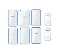 Timbre inalámbrico impermeable de 300 m con timbre inalámbrico, 2 botones, 6 receptores, 38 tonos de llamada, indicador LED, 4 niveles de volumen
