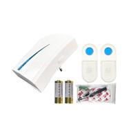 Timbre inalámbrico LED con enchufe, alcance 36X hasta 100 m, resistente al agua IP44, funciona con 2 pilas incluidas, kit de 2 piezas con receptor y transmisor, timbre de puerta fácil de instalar para