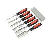 TIMCO Juego de cinceles de madera con borde biselado, resistente y resistente, para trabajos exigentes de carpintería y carpintería de bricolaje, mango resistente a las roturas, 7 piezas