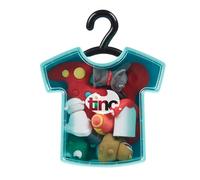 Tinc Selección de gomas de borrar en una funda de transporte con forma de camiseta azul deportiva, incluye formas de animales y equipos deportivos, perfecto para la escuela o regalo (10 gomas de