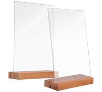 TINEASUR Soportes de Tarjetas de Mesa Acrílicos Madera Modernos, 2 Piezas Rectangulares para Exhibición de Menús y Números en Bodas y Oficinas