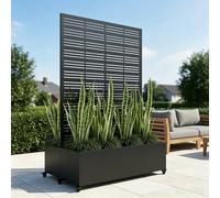 TinFrey Huerto Urbano Elevado con Celosía, Jardineras Grandes para Exterior con Ruedas y Enrejado, Macetero de Metal para Privacidad, Ideal para Flores, Verduras y Plantas Trepadoras en Balcón