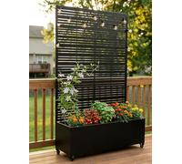 TinFrey Huerto Urbano Elevado con Celosía, Jardineras Grandes para Exterior con Ruedas y Enrejado, Macetero de Metal para Privacidad, Ideal para Flores, Verduras y Plantas Trepadoras en Balcón