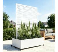 TinFrey Huerto Urbano Elevado con Celosía, Jardineras Grandes para Exterior con Ruedas y Enrejado, Macetero de Metal para Privacidad, Ideal para Flores, Verduras y Plantas Trepadoras en Balcón