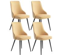 TINGMIAN Juego de 4 sillas de cocina modernas de piel sintética a prueba de agua con patas de metal, sillas de salón, muebles (patas amarillas, negras)