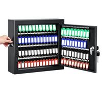 TINMAGI Armario para Llaves con 100 Ganchos, Caja de Llaves con Llavero para Escribir, Ranura Lateral, Caja de Seguridad de Acero, Armario de Llaves para Oficina Hotel, 35 x 30 x 10 cm