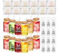 Tioncy Juego de 36 regalos de agradecimiento para mujeres, regalos de agradecimiento a granel para ser impresionantes, tazas de 16 onzas con tapa y pajita, bolsa de maquillaje inspiradora, llavero,