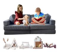 TIPICHOU Sofá Infantil Modular para niños - Sofa Cama 2 plazas Plegable Convertible - Transformable en Cama supletoria, Zona de Juego, sillón, colchón de Suelo niños (Gris)