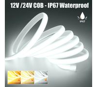 Tira COB DC12V 24V con Cable de 2 pines/CC IP67 impermeable decoración del hogar al aire libre cinta Flexible cuerda LED luz de neón 3000K 4000K 6000K