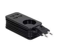 Tira de Alimentación con Enchufe Europeo, Carga Rápida, 250V, Adaptador de Enchufe Europeo, 1200W, 10A, Protección Múltiple, Resistente a Altas Temperaturas para el Hogar (Negro)