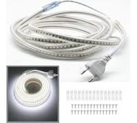 Tira de LED de 10 metros, luz blanca fría, tecnología SMD 2835, 220V, IP65, resistente al agua