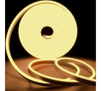 Tira de LED flexible, luz blanca cálida, 2 metros, resistente al agua, con enchufe y regulador, para uso interior y exterior