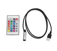 Tira de LED RGB de 5-24V Y 24 Teclas, Controlador Inalámbrico Remoto, Controlador IR con Efecto de Lámpara USB 6A, para Lámparas con LED como Fuente de Luz(Longitud del cable 1 metro)
