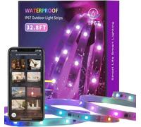 Tira de LED RGBIC inteligente para exteriores: 10 metros de iluminación decorativa resistente al agua, con control mediante aplicación y sincronización con música