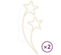 Tira de luces de estrella 2 uds blanco cálido 125,5x53x4,5 cm