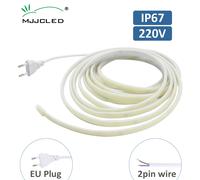 Tira de luces LED COB AC220V IP67, cinta Flexible impermeable, cable de 2 pines/lámpara de cinta con enchufe europeo, iluminación lineal para exteriores de 3000K/4000K/6000K