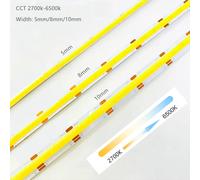 Tira de luces LED COB CCT de 12V, 24V CC, 2700K a 6500K, cinta LED que cambia de Color, cinta lineal de doble Color RA90 regulable de 5mm y 8mm de ancho 24V DC