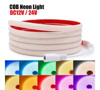 Tira de luces LED COB de neón, resistente al agua IP68, 12V, 24V, con enchufe de CC, cinta Flexible de 320 LED, tubo de silicona, iluminación RA90