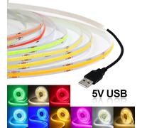 Tira de luces Led COB USB de 5V, blanco/rojo/verde/rosa/azul hielo/amarillo, cinta Flexible de 320 Leds, lámpara de noche CC, retroiluminación de TV, decoración del hogar with USB plug