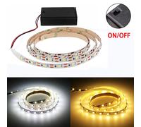 Tira de luces Led con batería AA SMD2835, 1-5M, cinta de iluminación Flexible, Blanco/Blanco cálido, luz de fondo para armario