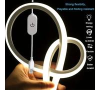 Tira de luces LED de neón, USB DC 5V, interruptor con sensor táctil regulable, cinta de neón de silicona flexible, impermeable, para decoración de habitaciones al aire libre