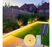 Tira de luces LED solares para exteriores, tira de 320 luces LED con control remoto, 8 modos, luces solares de jardín al aire libre, cuerda de luz impermeable para valla, porche, glorieta, árboles