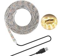 Tira de luces LED USB, 2 metros, luz blanca cálida, resistente al agua
