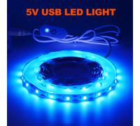 Tira de luces LED USB de 1m, 2m, 3m, 5m con interruptor/regulador táctil 2835 60LEDs/m, cinta adhesiva impermeable blanca cálida, roja y verde, luz LED para armario Yellow