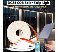 Tira de luz Solar 24V COB tiras de luz de neón Solar impermeable IP65 Flexible blanco cálido iluminación lineal de alta densidad luces LED COB